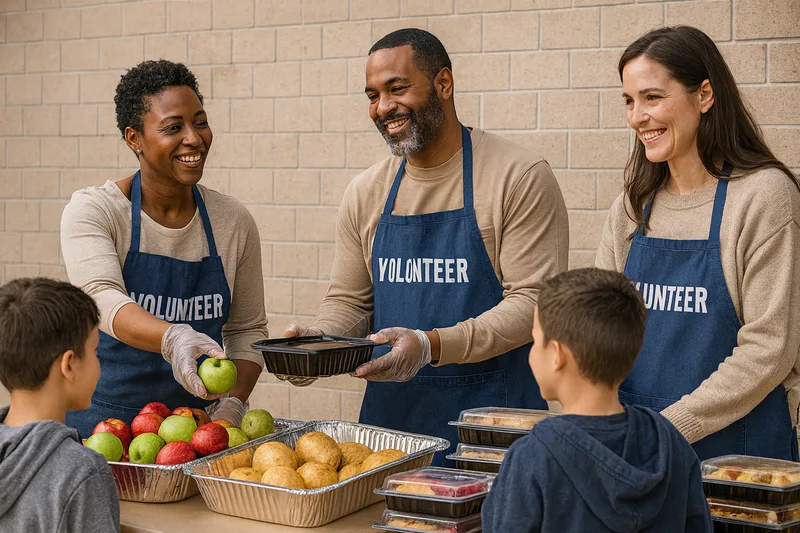 people handing out food